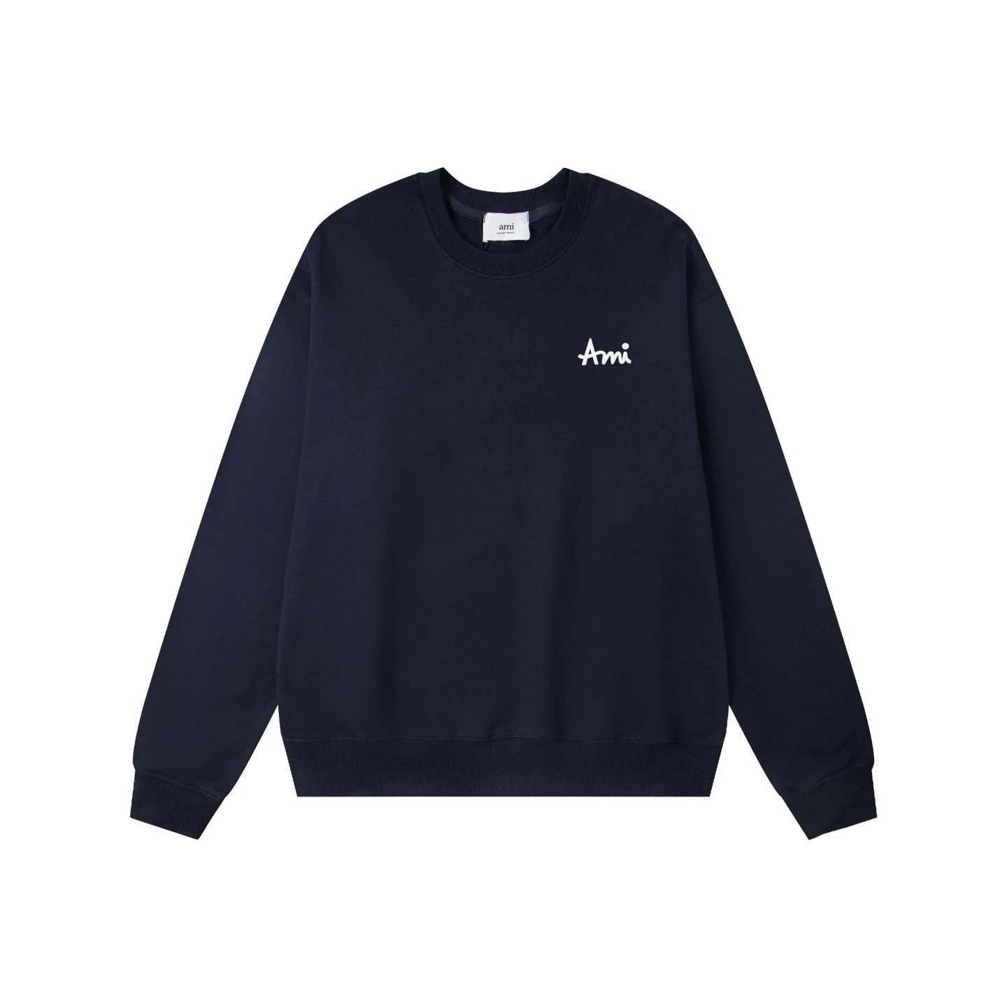AMI Navy Blue Cotton Crewneck Sweatshirt Unisex