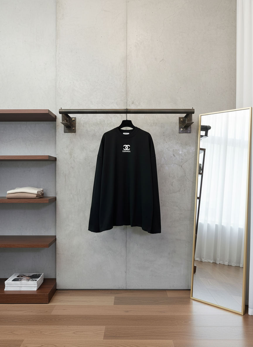 CHANEL Black Logo Hoodie Classic Sweatshirt Streetwear