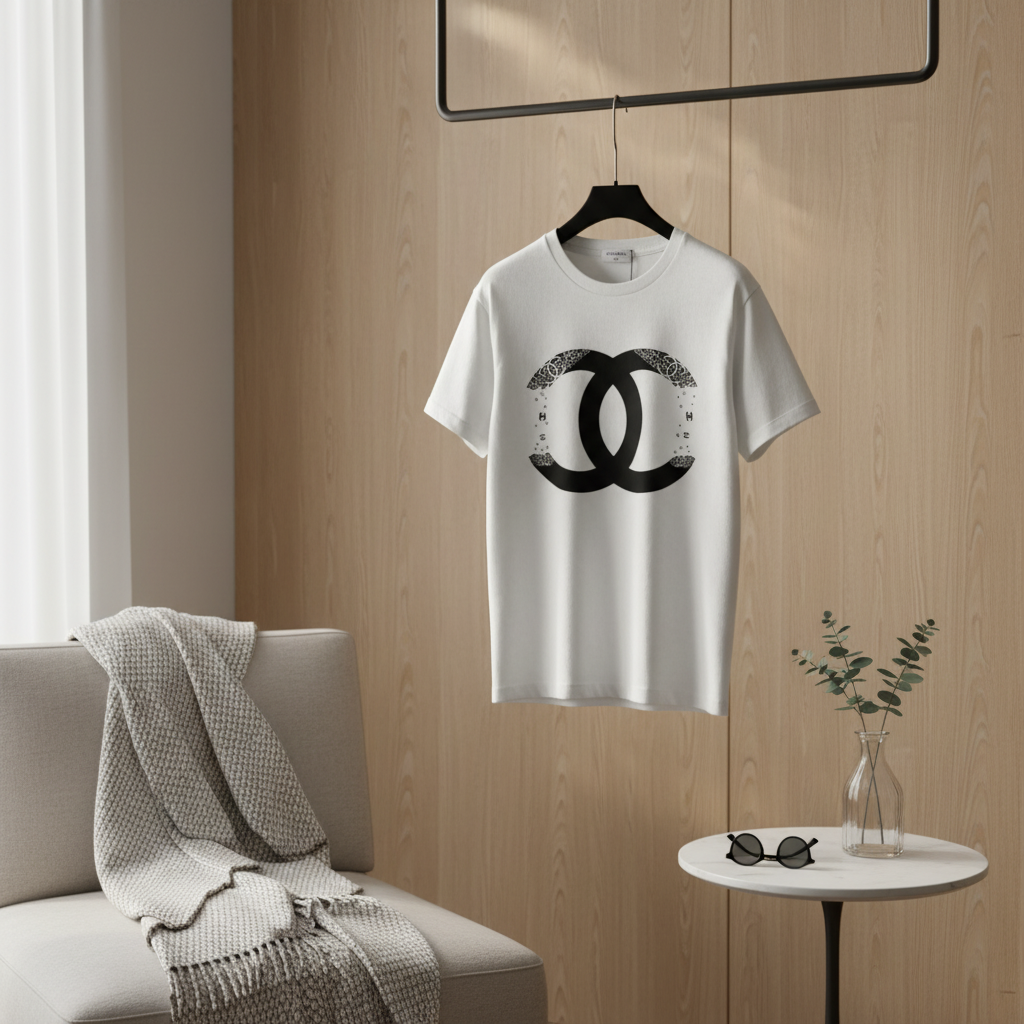 CHANEL Classic Double C Logo Cotton T-Shirt
