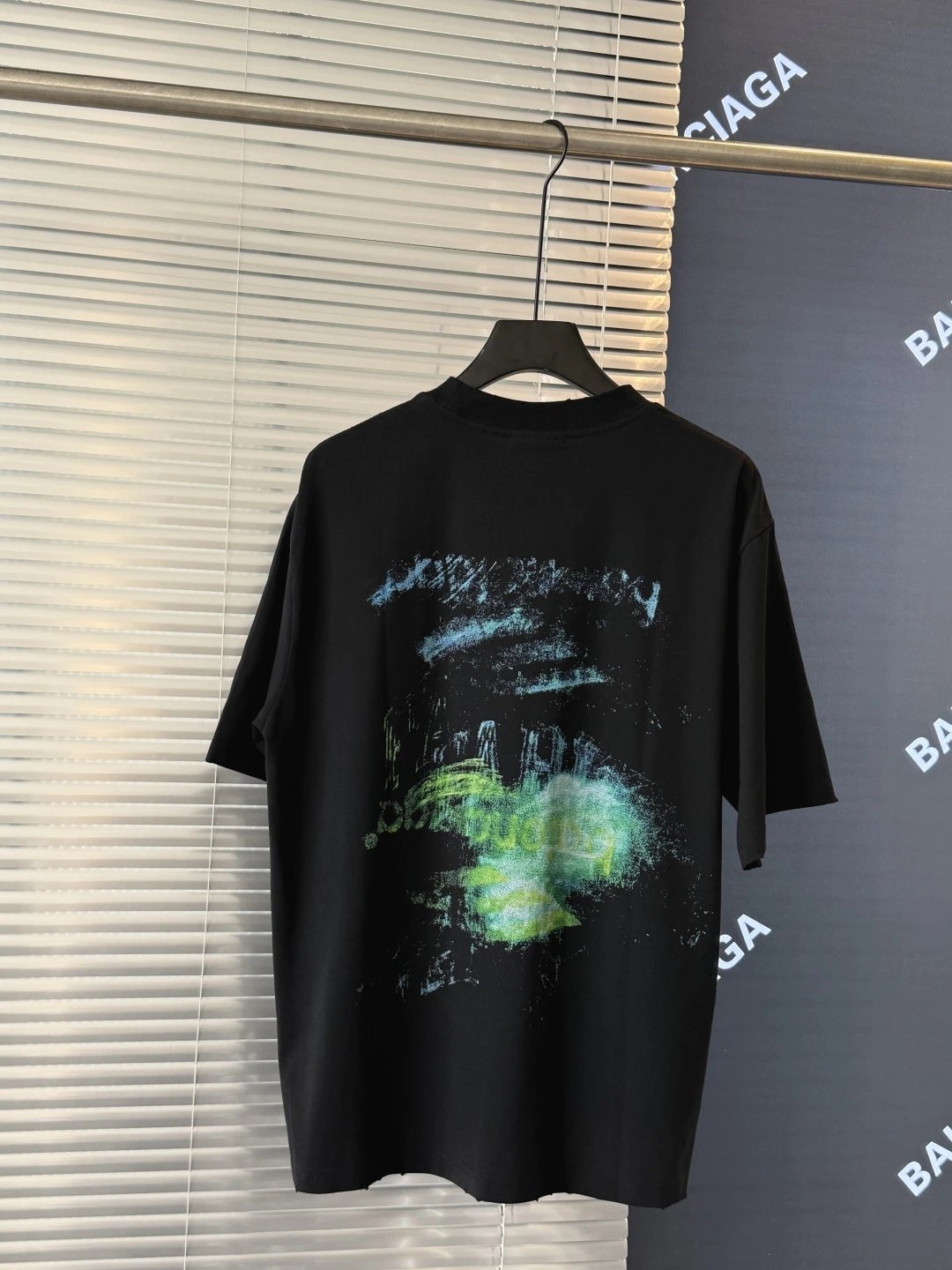 Balenciaga Black Oversized Artistic Print Unisex T-Shirt