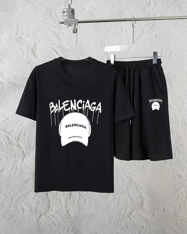 Balenciaga Men T-Shirt and Shorts Set Summer Outfit