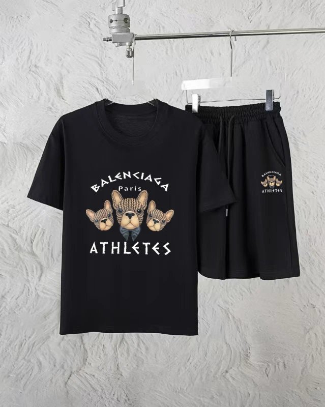 Balenciaga Paris Athletes Dog Print T-Shirt Shorts Set