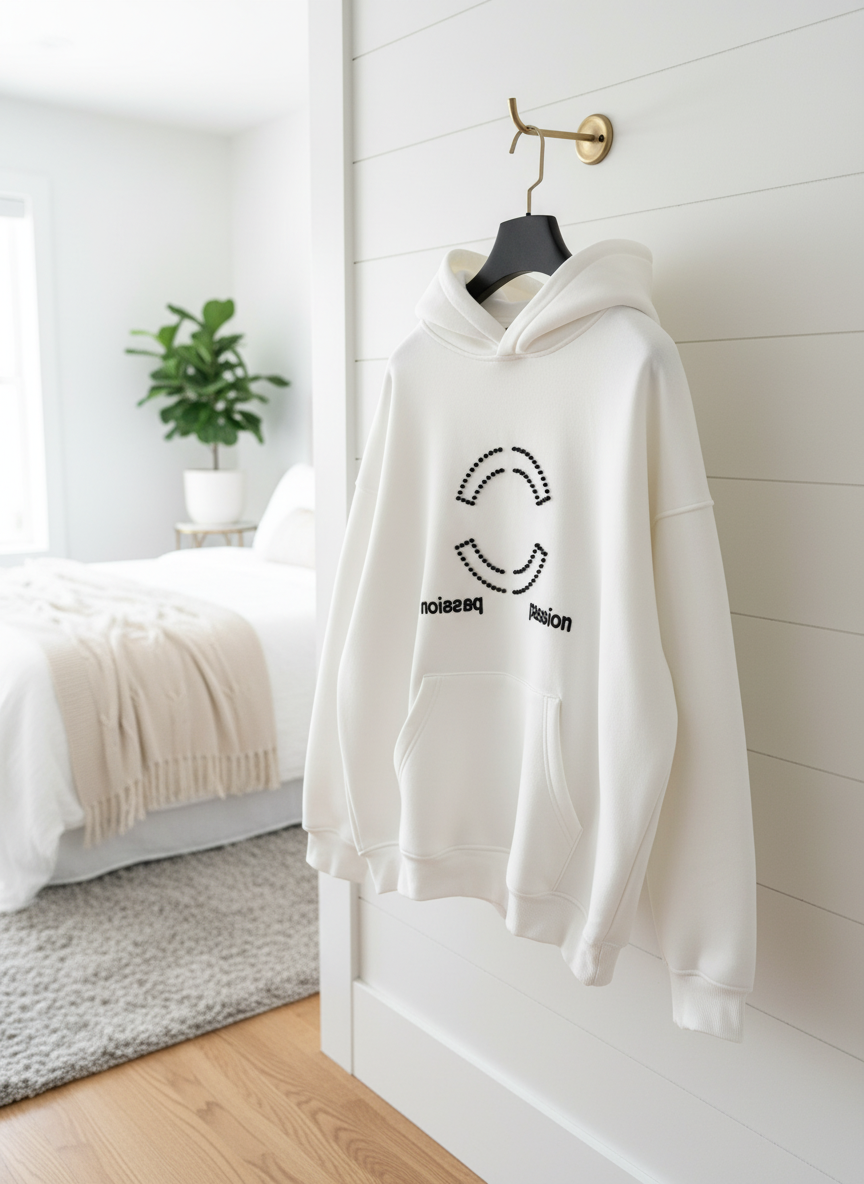 CHANEL White Passion Beaded Oversized Hoodie Pullover