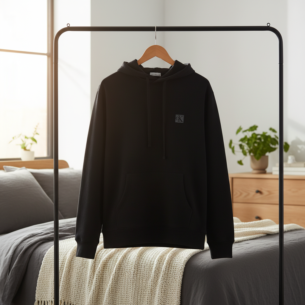 Calvin Klein Men’s Black CK Logo Cotton Hoodie