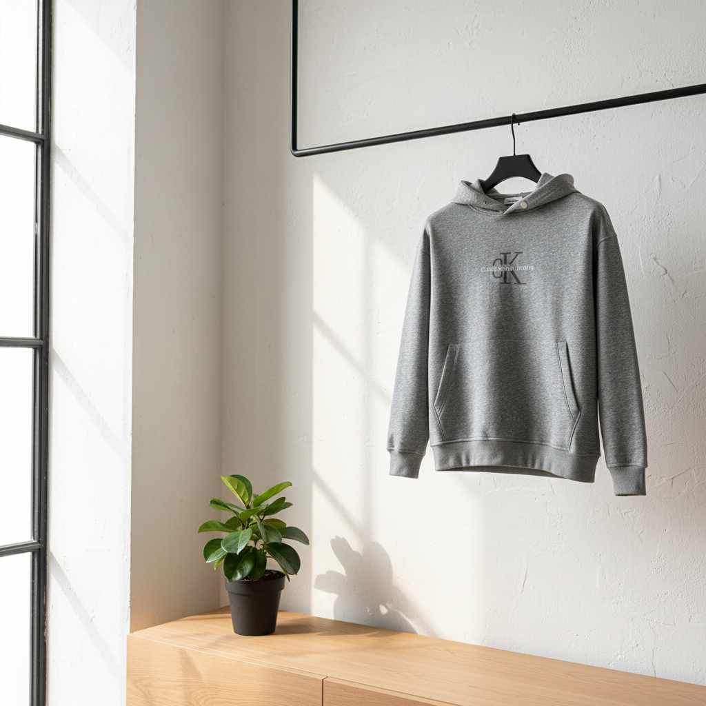 Calvin Klein Men Hoodie Grey CK Logo Pullover