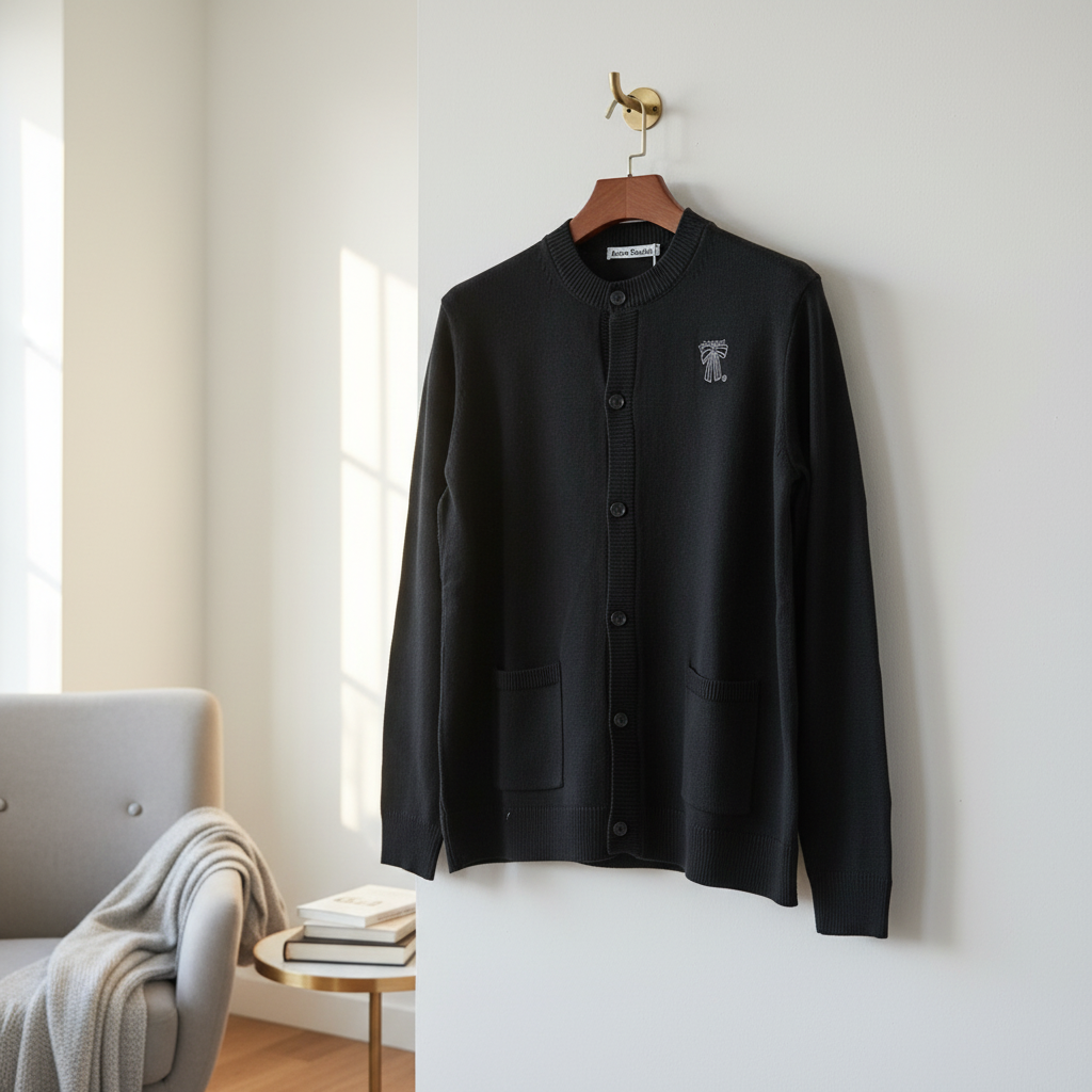 Acne Studios Black Cotton Knit Cardigan