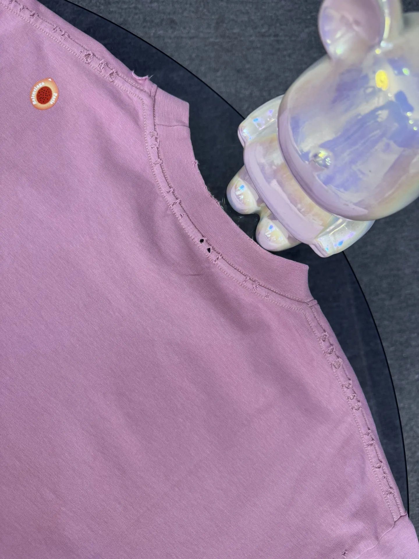 Balenciaga Embroidered Cotton T-Shirts Gray Black Pink