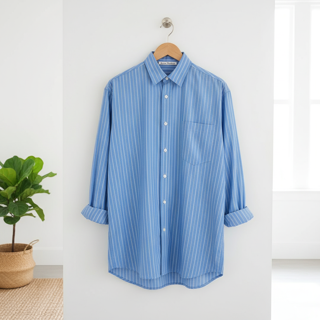 Acne Studios Blue Striped Cotton Shirt for Men