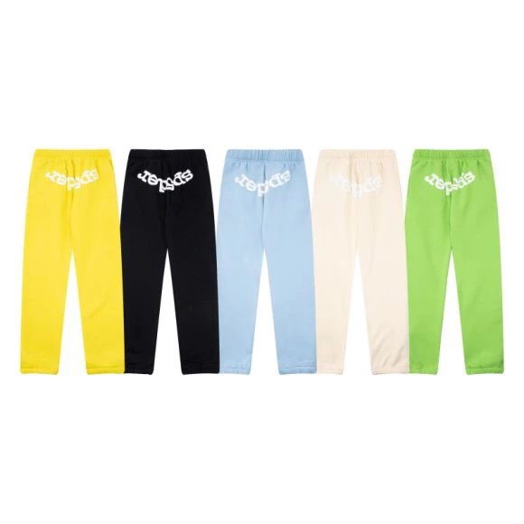 SP5DER Yellow Unisex Streetwear Casual Pants Elastic Fit