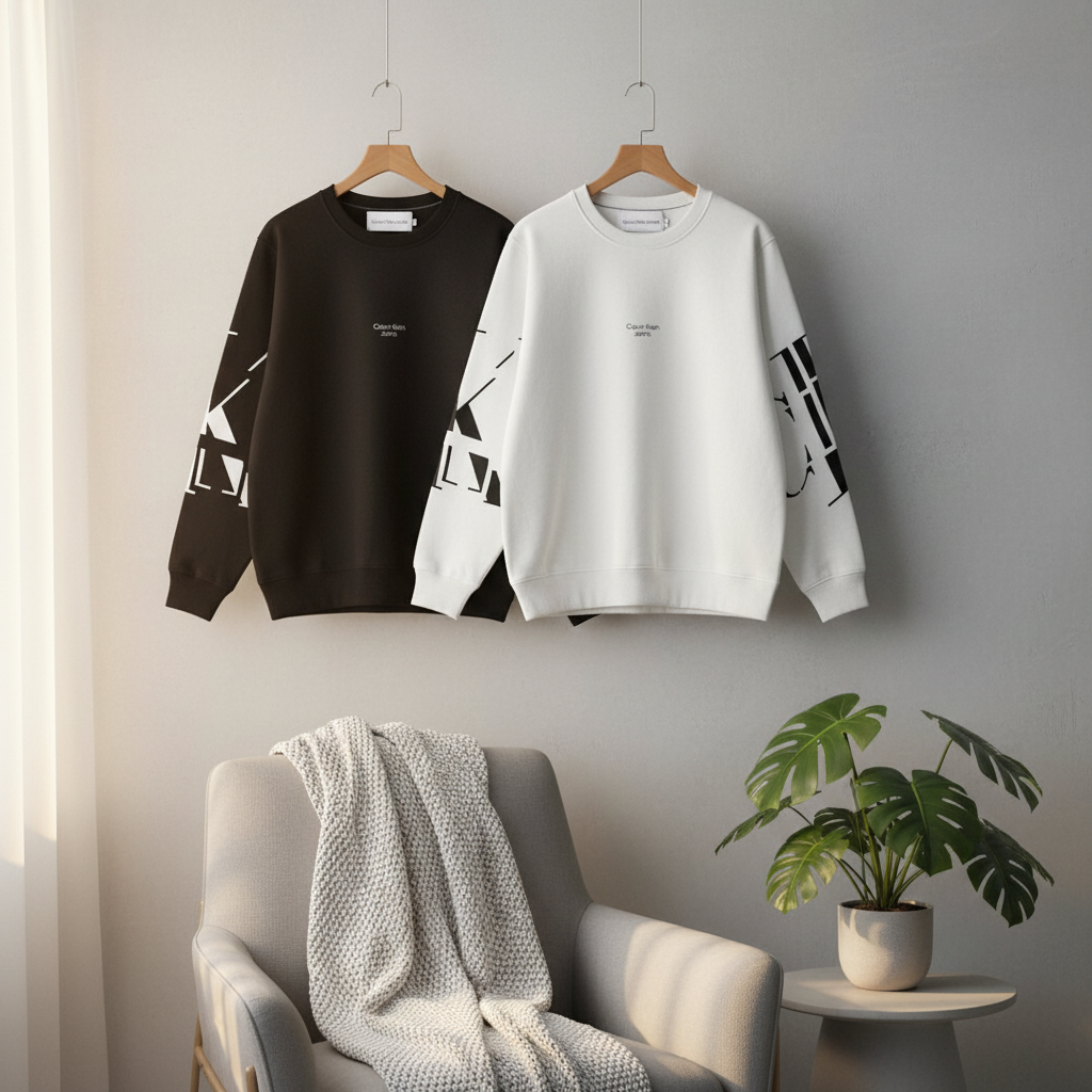 Calvin Klein Logo Sleeve Unisex Cotton Hoodies
