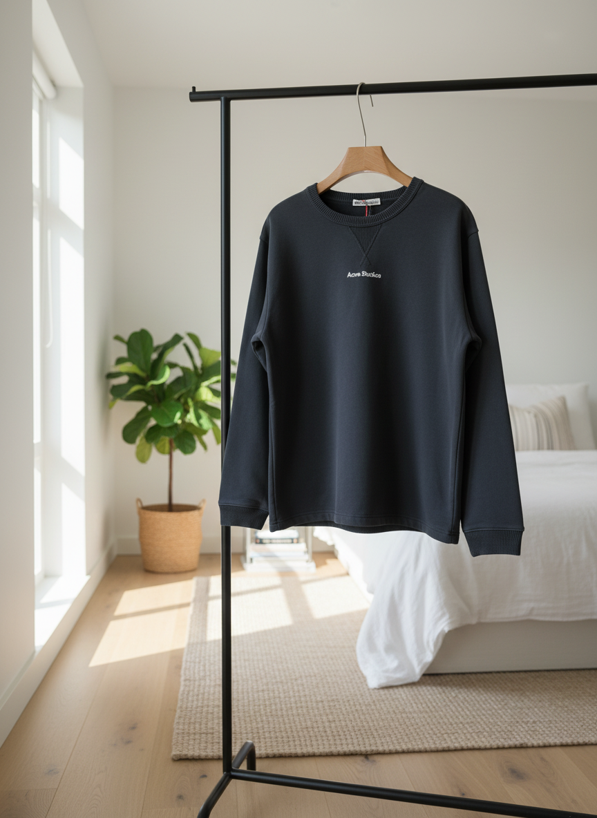 Acne Studios Black Logo Cotton Minimalist Hoodie