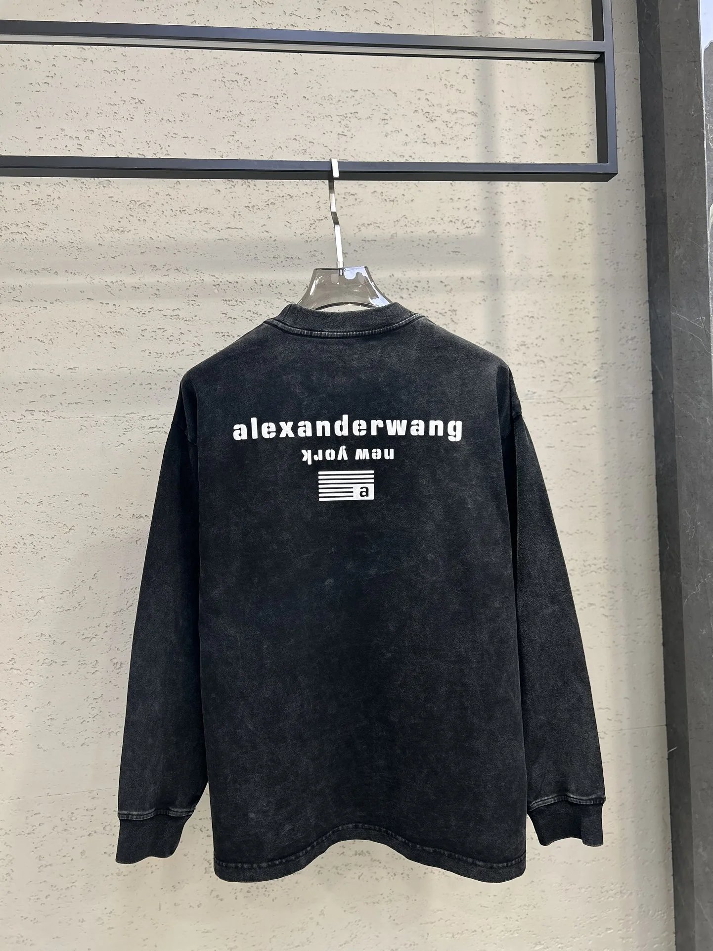 Alexander Wang Black Washed Logo Long Sleeve Sweatshirt