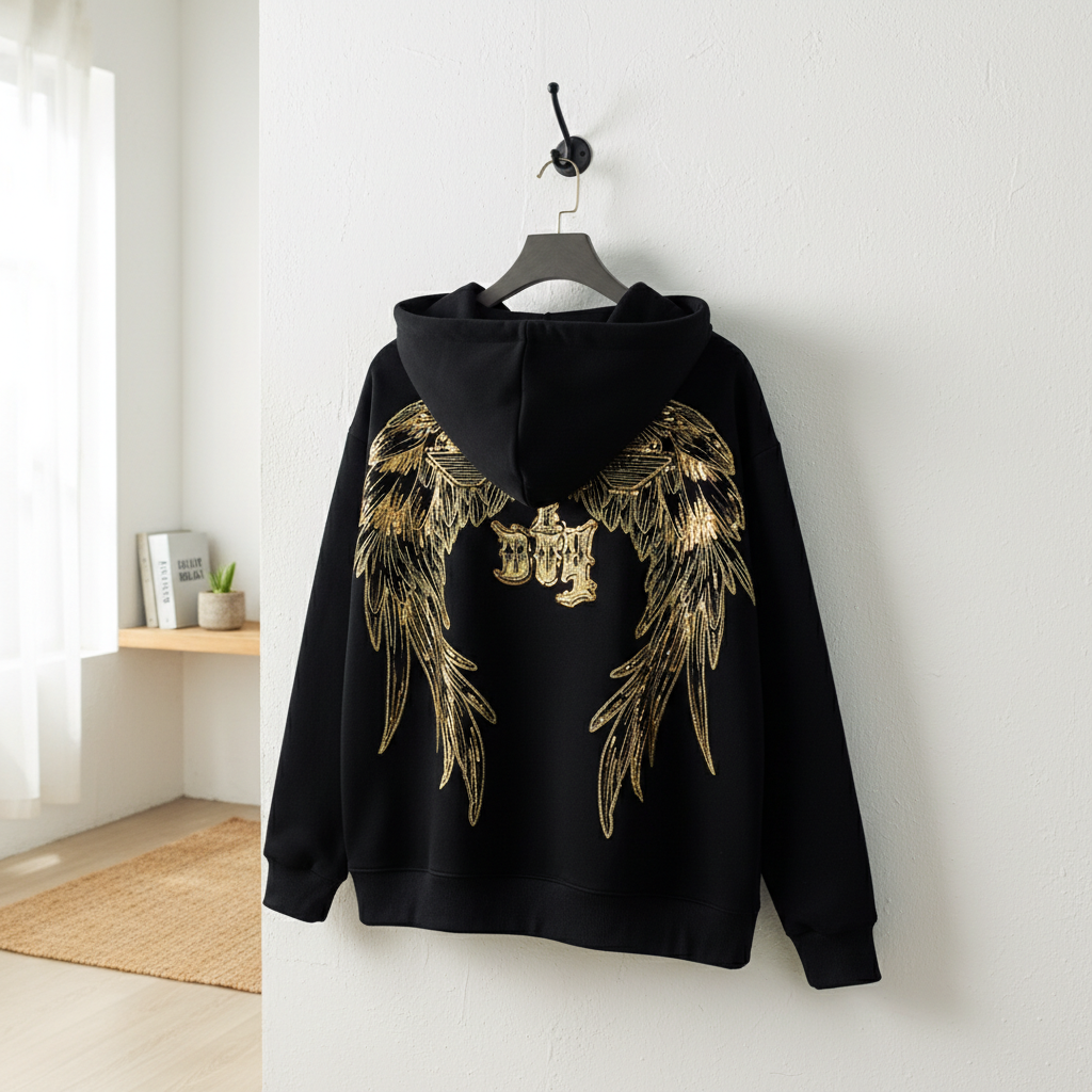 BOY LONDON Black Hoodie Gold Wing Streetwear