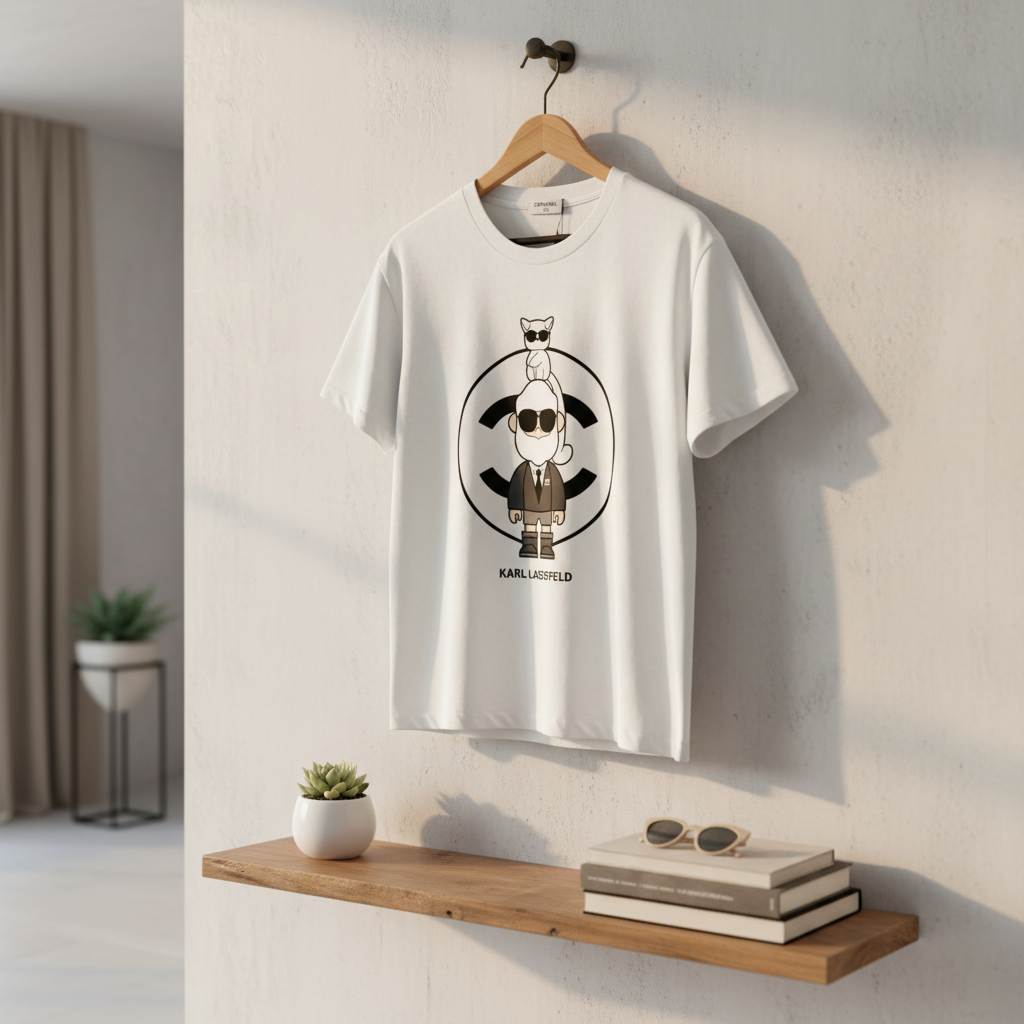 CHANEL Cartoon Graphic T-Shirt Luxury Cotton Casual Wear