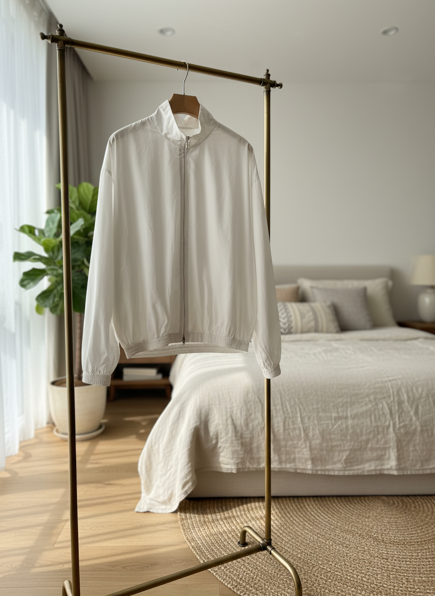 ACNE STUDIOS White Lightweight Zip Up Casual Jacket