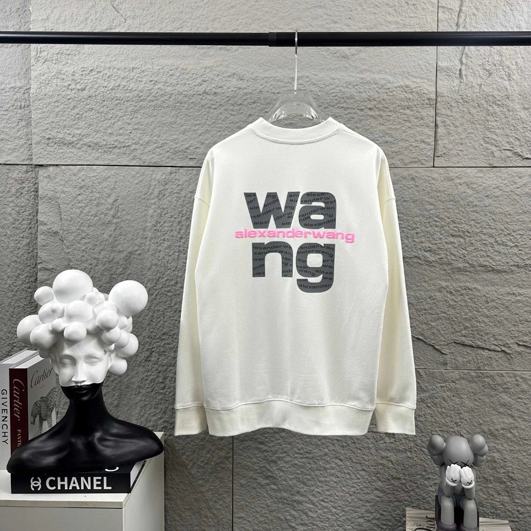 Alexander Wang White Logo Hoodie Casual Sweatshirt