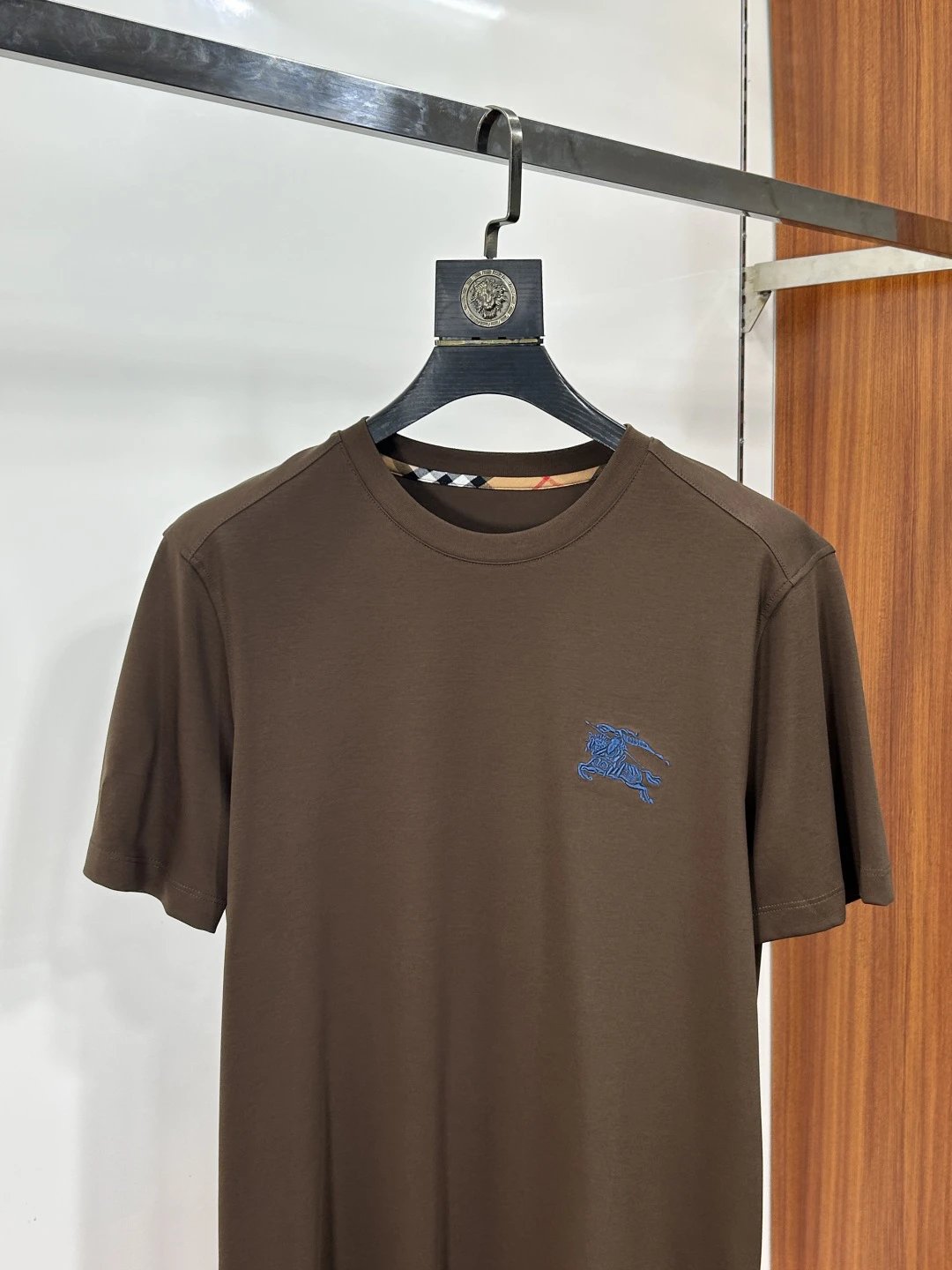 Burberry Brown Cotton Men's Embroidered Logo T-Shirt