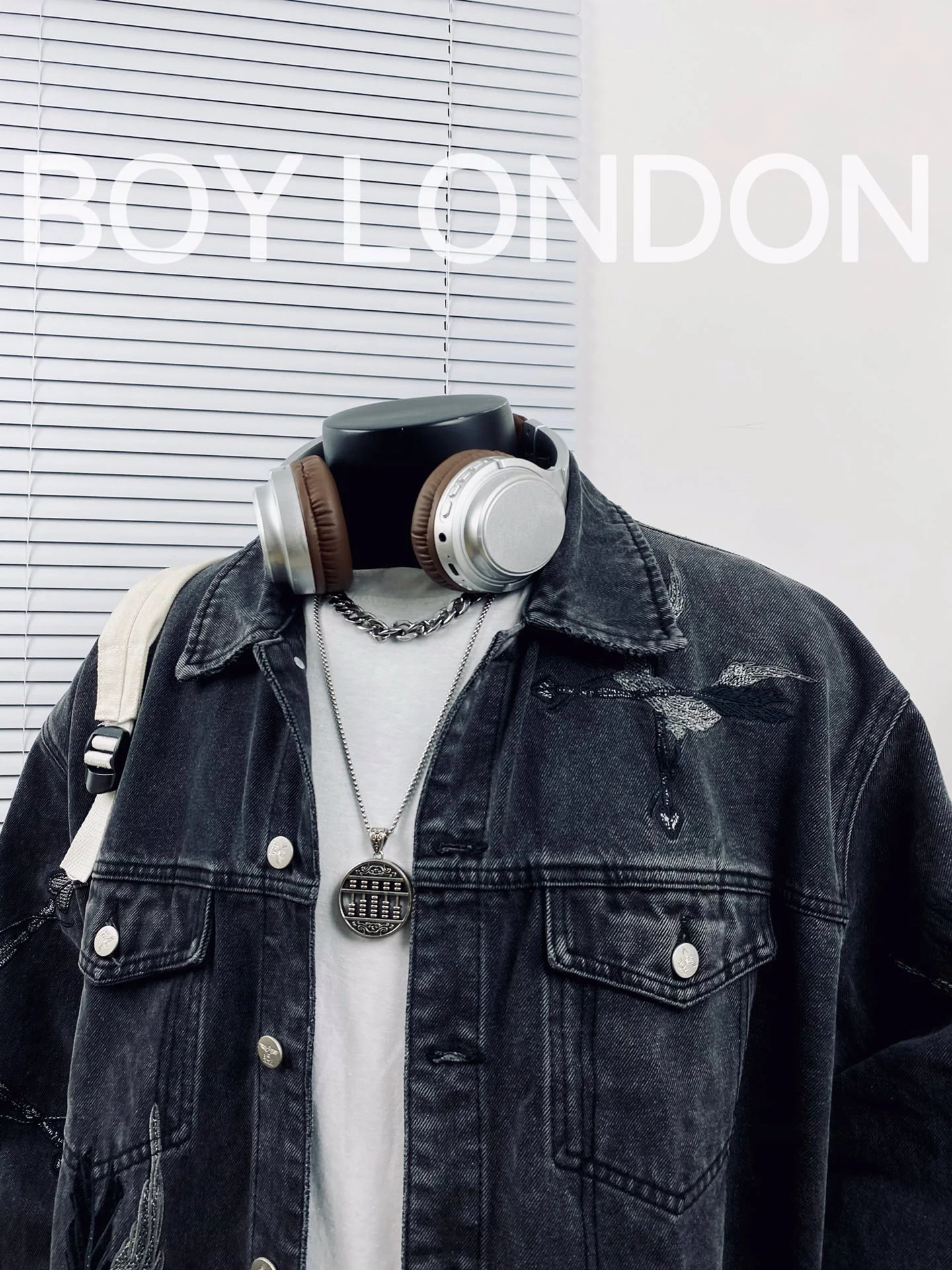 BOY LONDON Unisex Distressed Black Denim Jacket