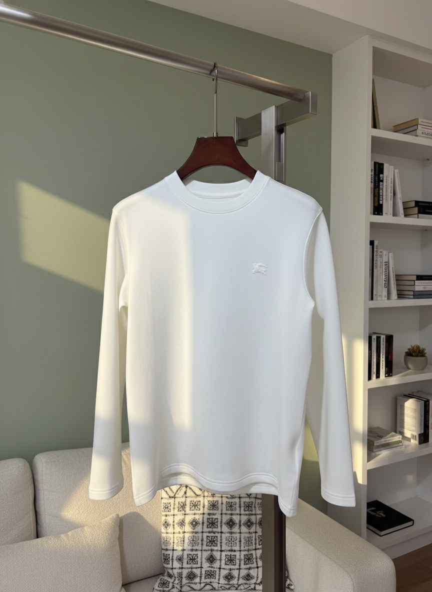 Burberry White Logo Cotton Long Sleeve Hoodie