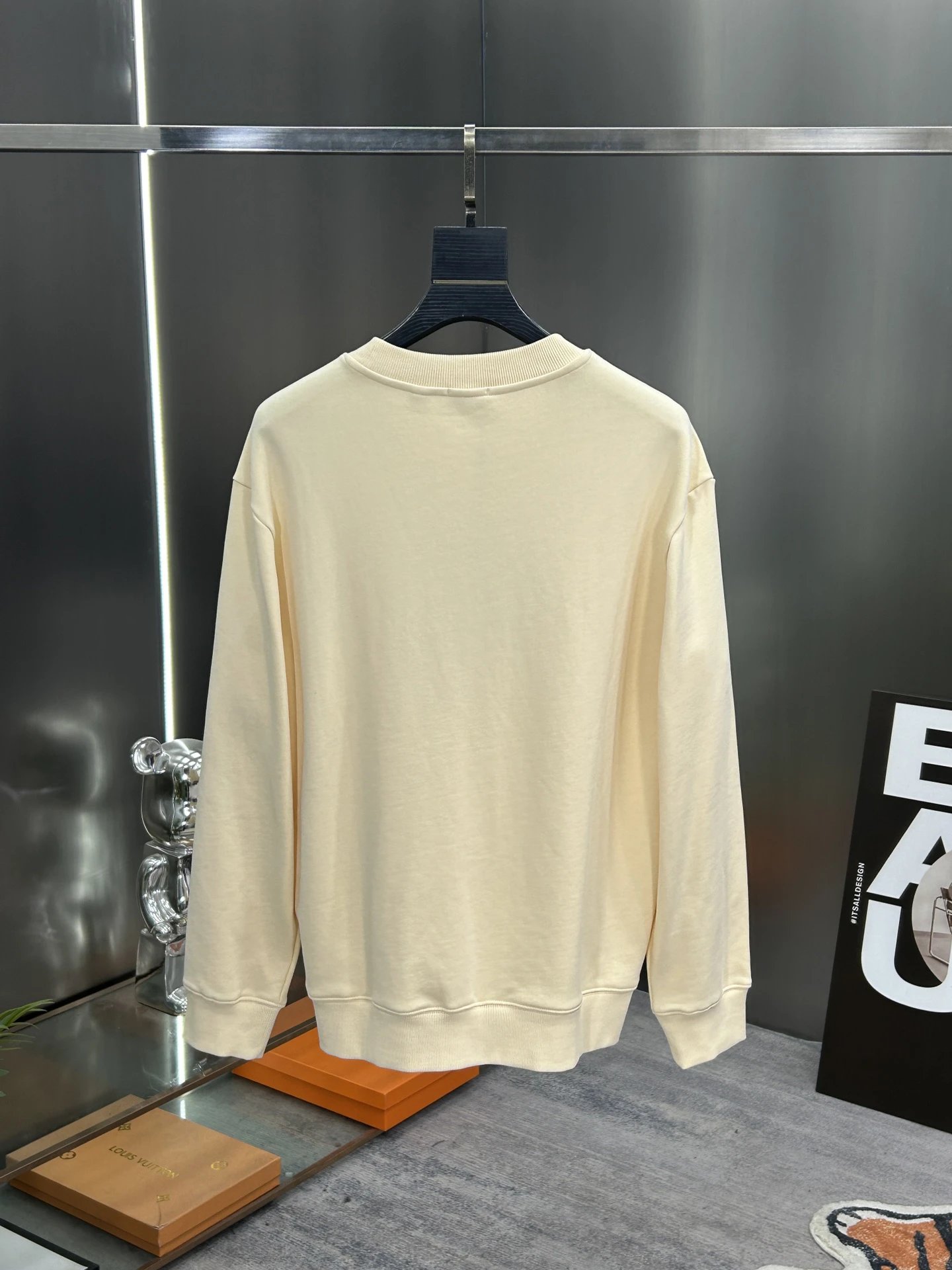 Burberry Beige Cotton Embroidered Logo Hoodie