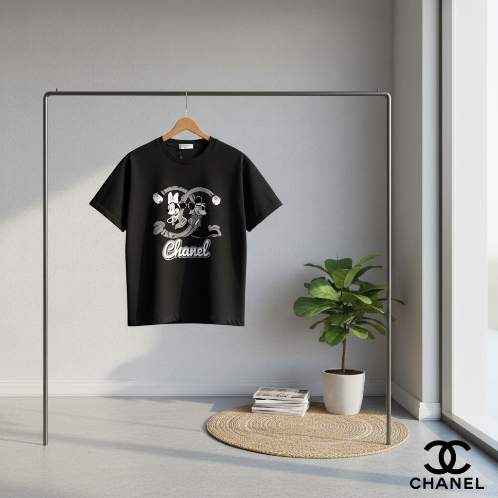 CHANEL Black Graphic Cotton T-Shirt Casual Luxury
