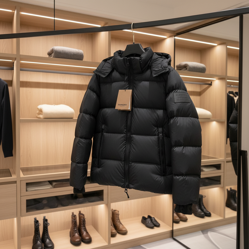 Burberry Men Black Hooded Down Jacket