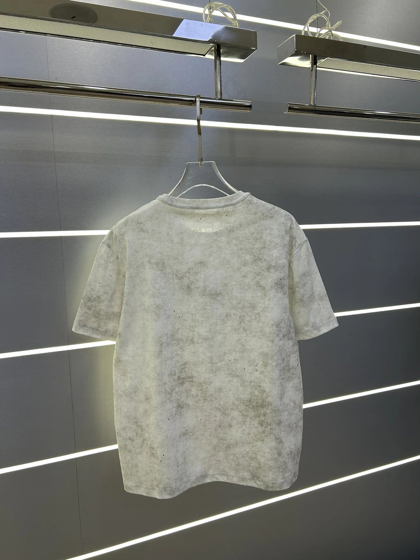 Alexander Wang Gray Distressed Logo Cotton T-Shirt