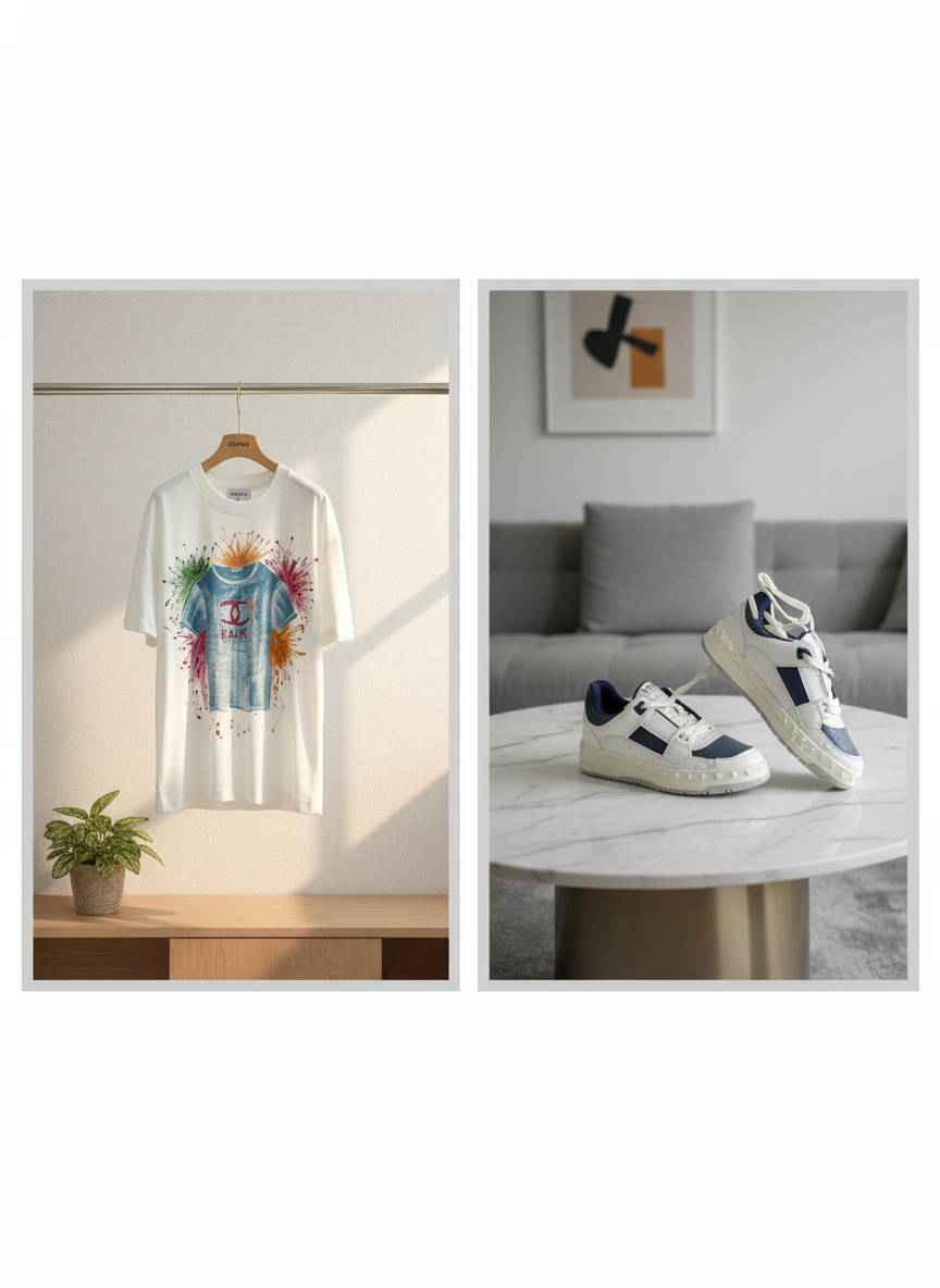 CHANEL Splash Print Cotton Luxury T-Shirt