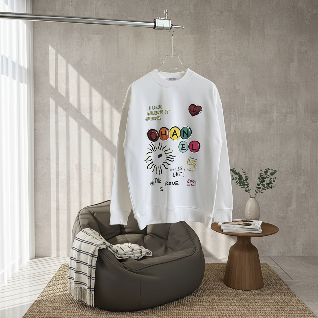 CHANEL White Graffiti Print Cotton Streetwear Hoodie