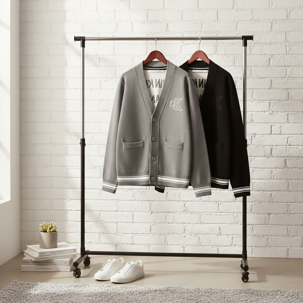 Calvin Klein CK Logo Knit Cardigan Sweater