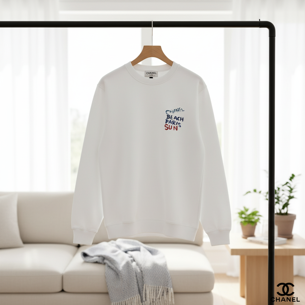 CHANEL White Beach Paris Sun Hoodie Pullover