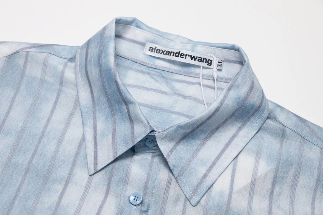 Alexander Wang Blue Tie-Dye Striped Oversized Shirt