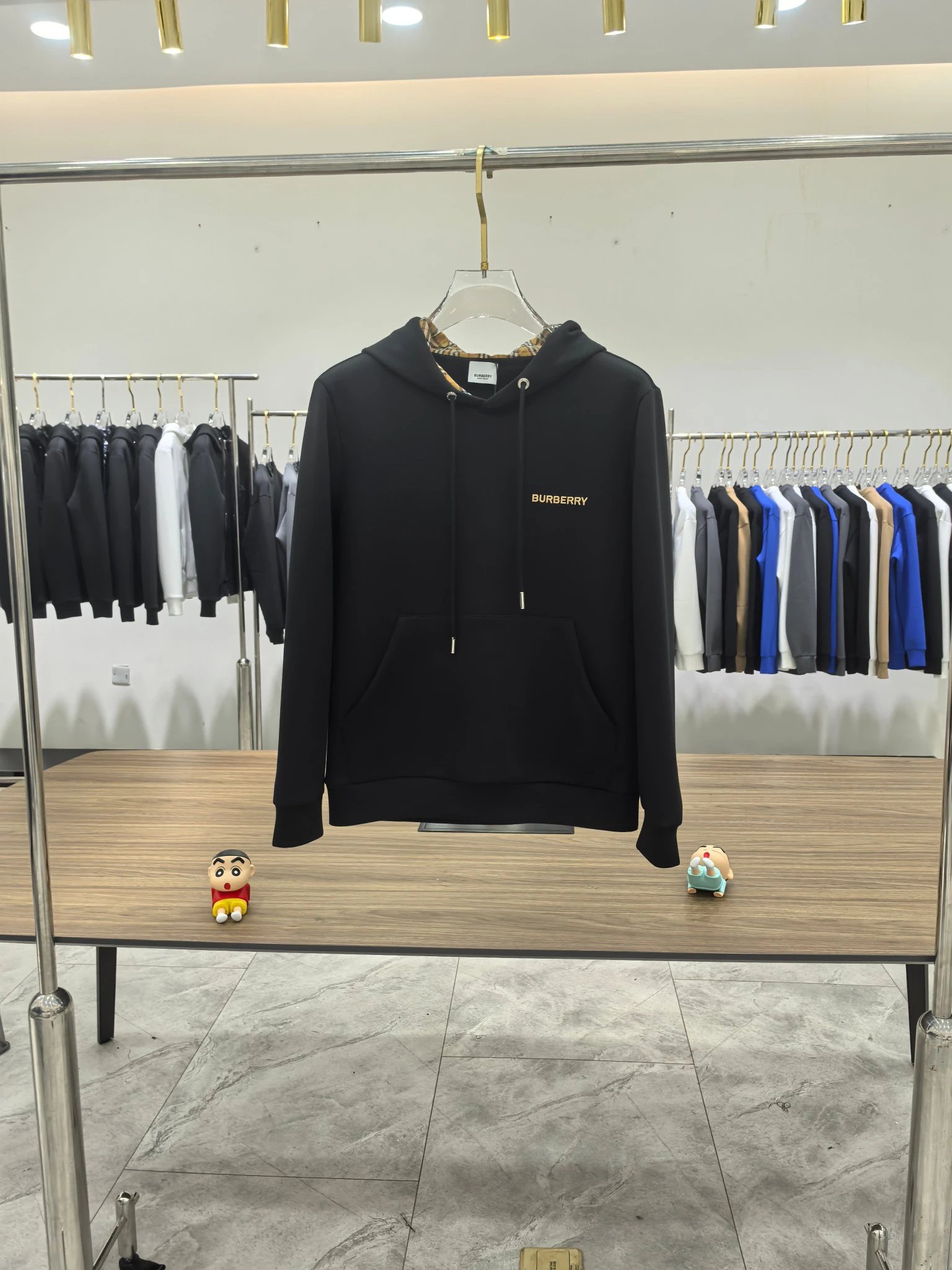 Burberry Black Cotton Logo Hoodie Pullover Unisex
