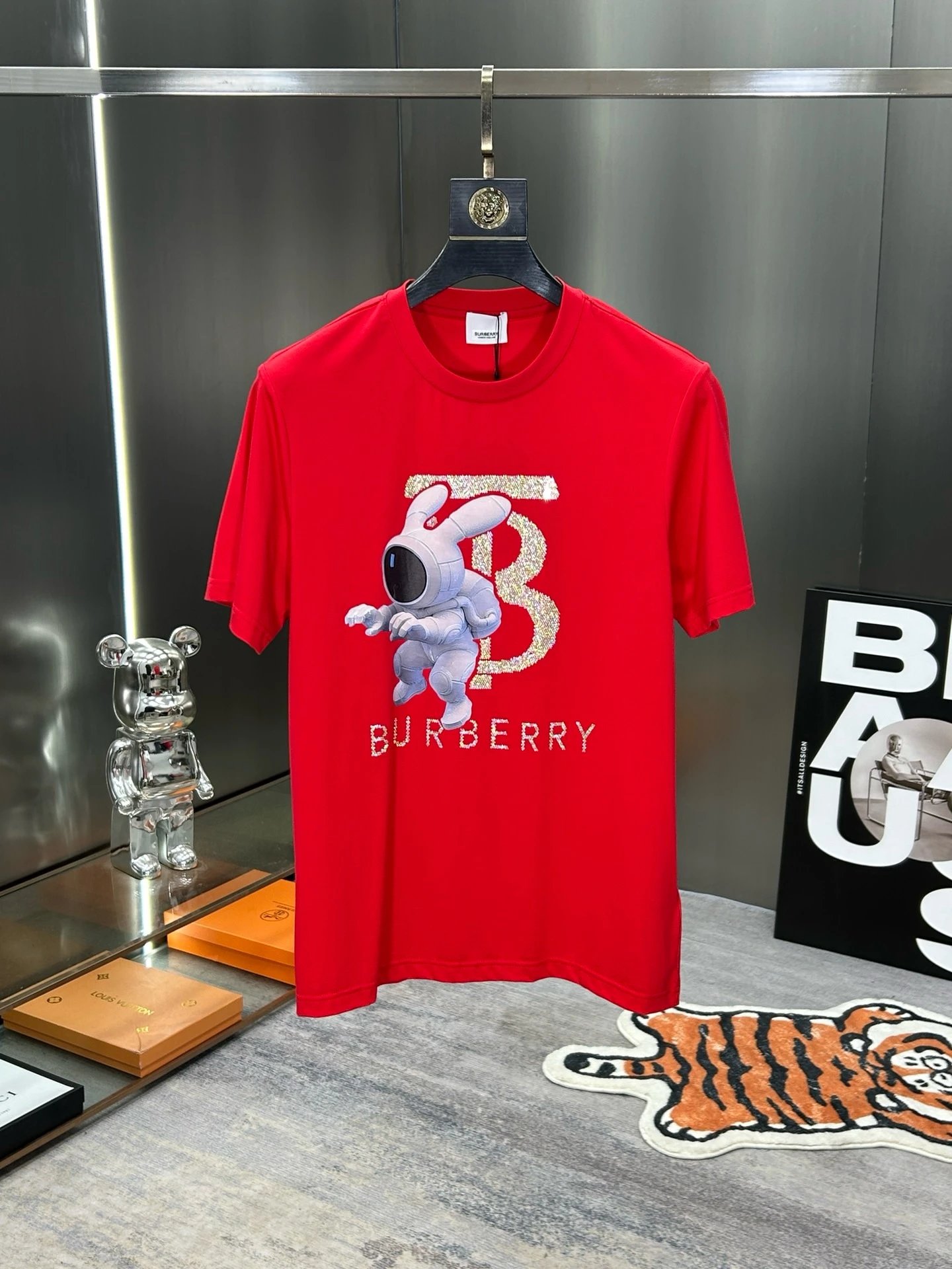 Burberry Astronaut Bunny Crystal Logo Cotton T-Shirt