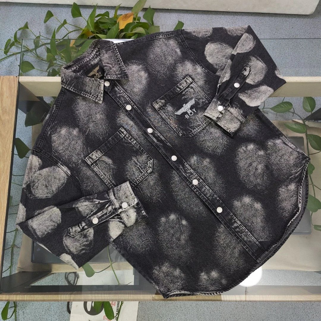 BOY LONDON Black Gray Tie-Dye Denim Shirt Unisex