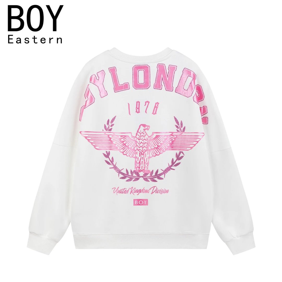 BOY London White Oversized Sweatshirt Pink Logo Unisex