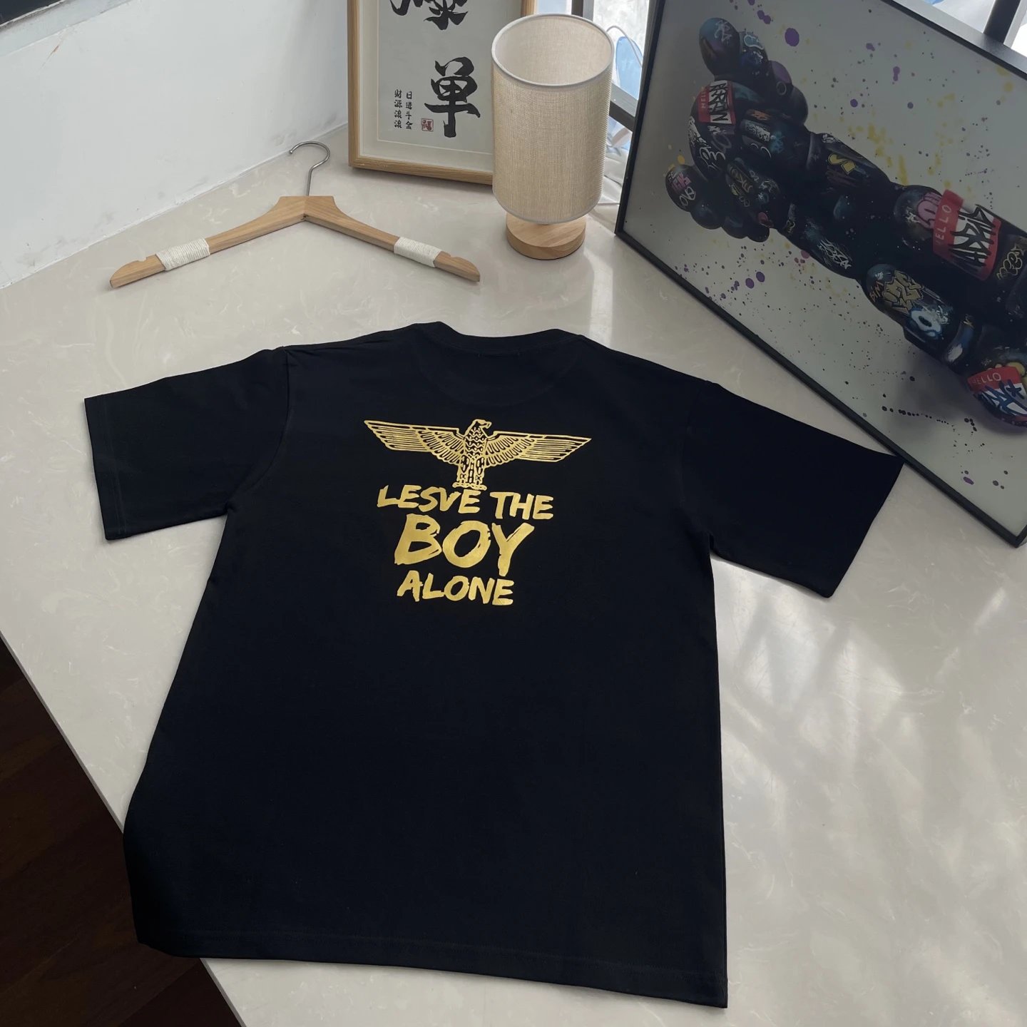 BOY LONDON Black Cotton T-Shirt Golden Eagle Unisex