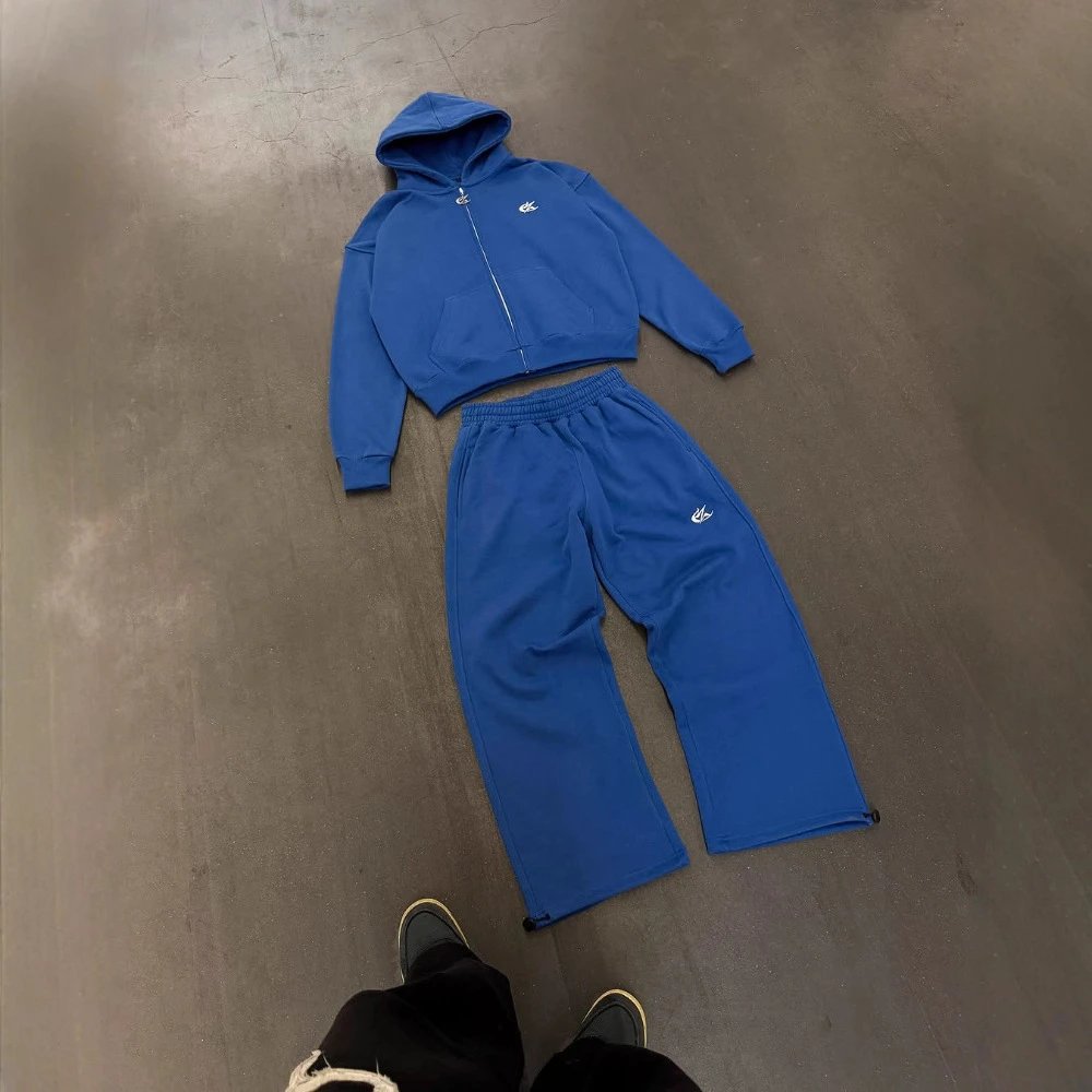 bigq8-2026ss New Retro Embroidered Hoodie Men Women High Street Harajuku Sweatpants Fashion Casual Tracksuit