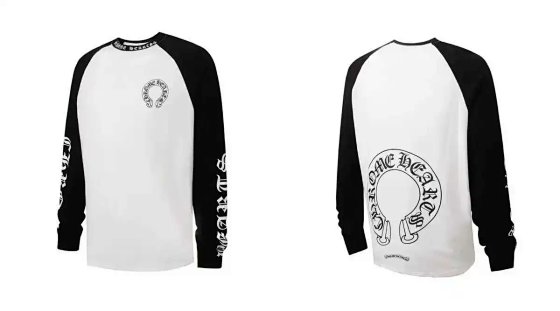 Sanskrit horseshoe patchwork long-sleeved T-shirt