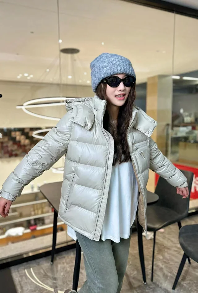 PRA2025 Unisex Minimalist Hooded Down Jacket Detail