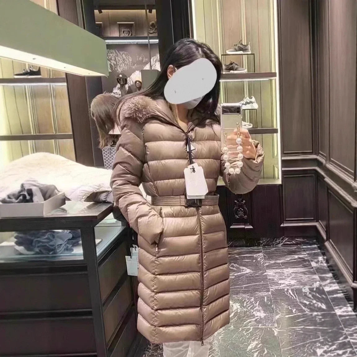 Fur-Trimmed MO Women's Long Down Jacket