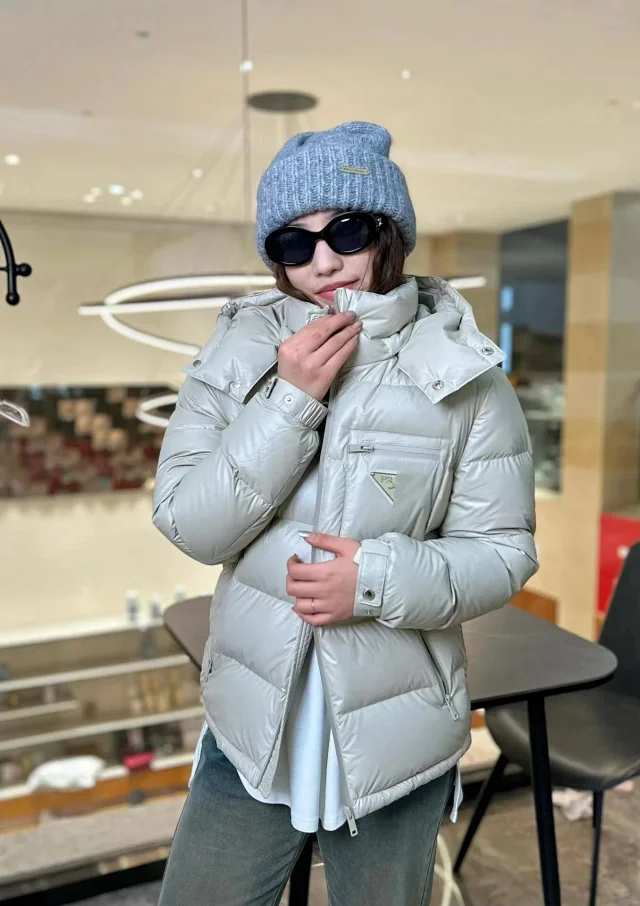 PRA2025 Unisex Minimalist Hooded Down Jacket Detail