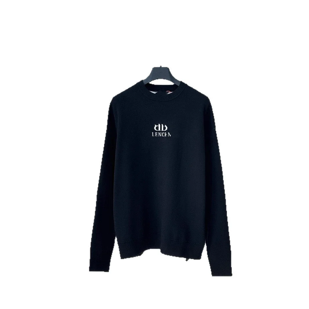 New B Jacquard-Knit Round-Neck Pullover