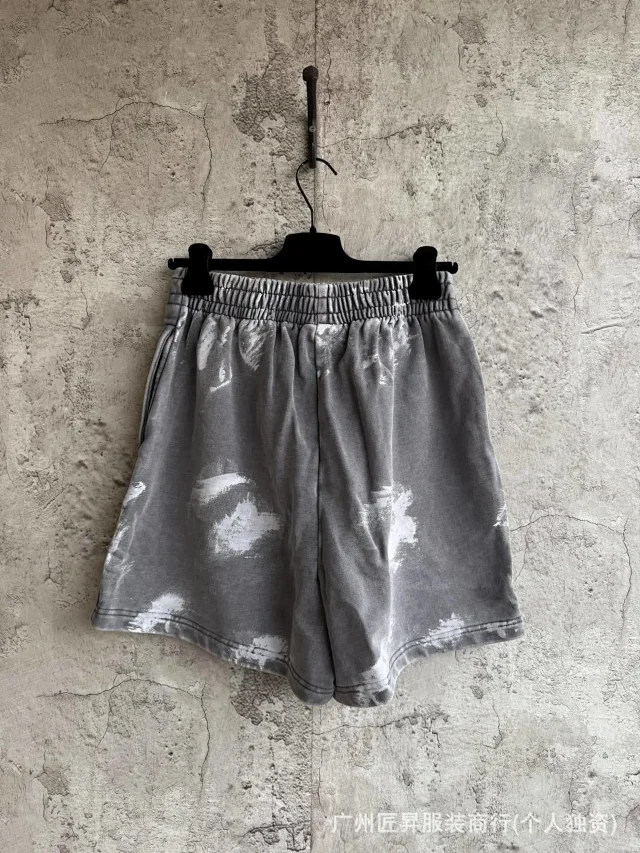 Authentic Balenciaga Logo Distressed Loose Shorts Detail