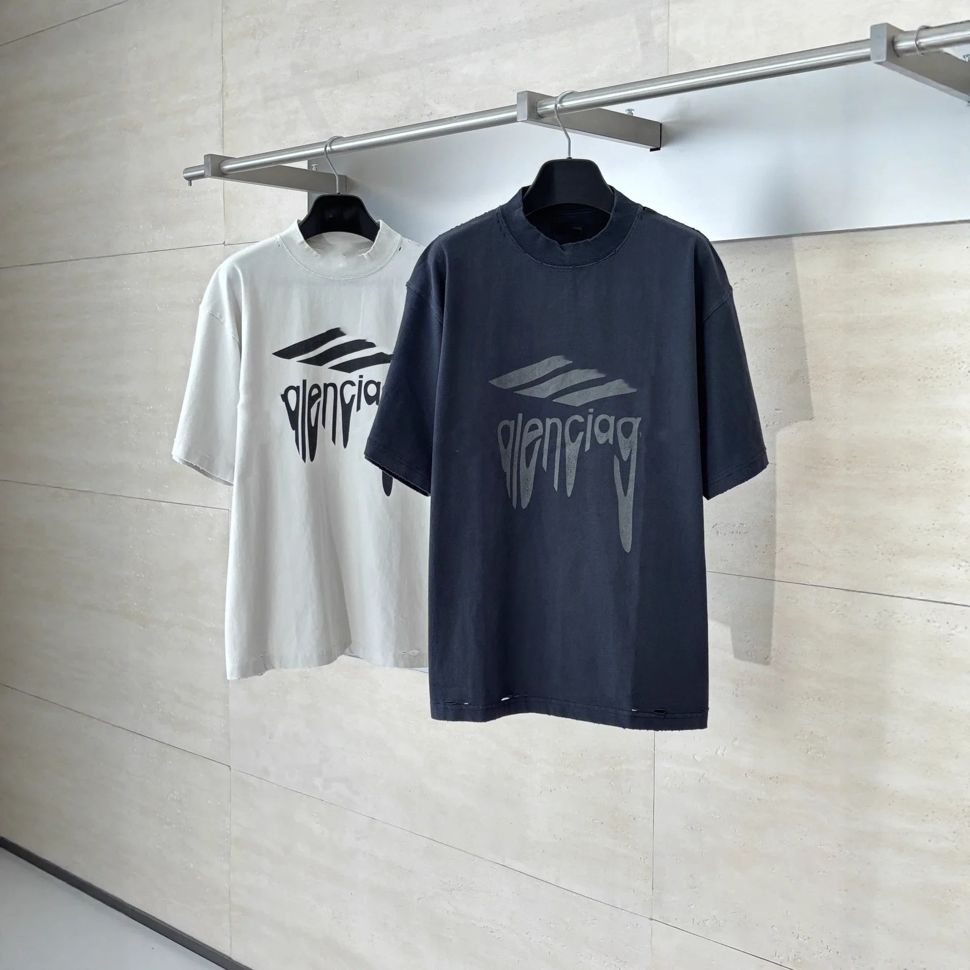 Balenciaga 25SS Distressed Melt Print Tee