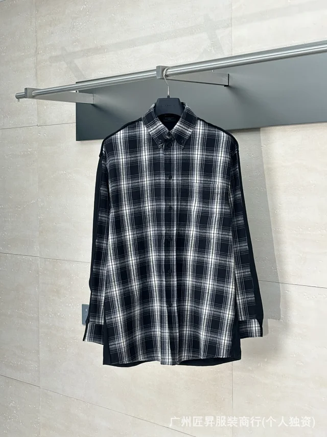 B Casual Vintage Plaid Long-Sleeve Shirt Detail