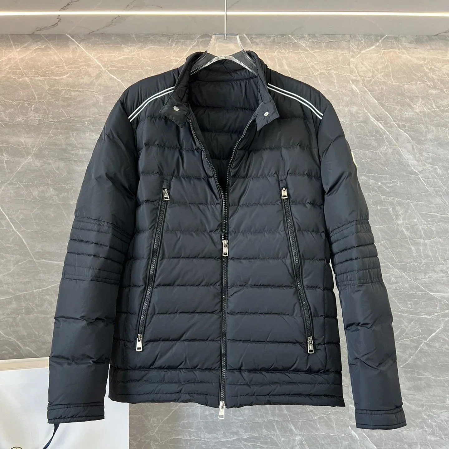 Mengjia Men's Striped Slim Down Jacket