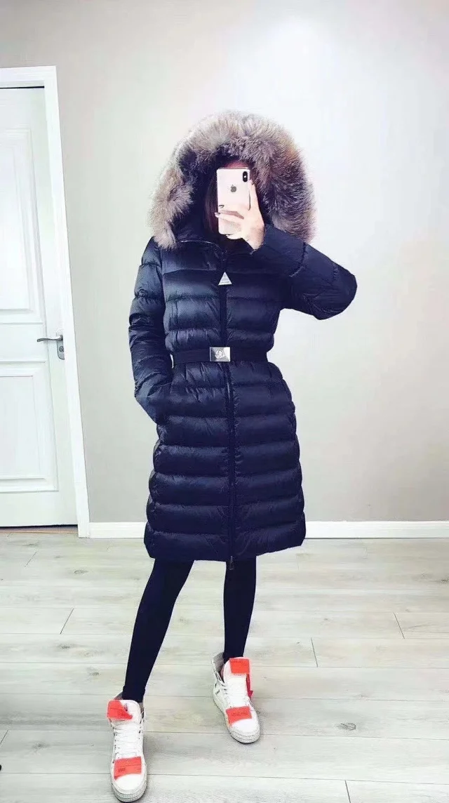 Fur-Trimmed MO Women's Long Down Jacket Detail