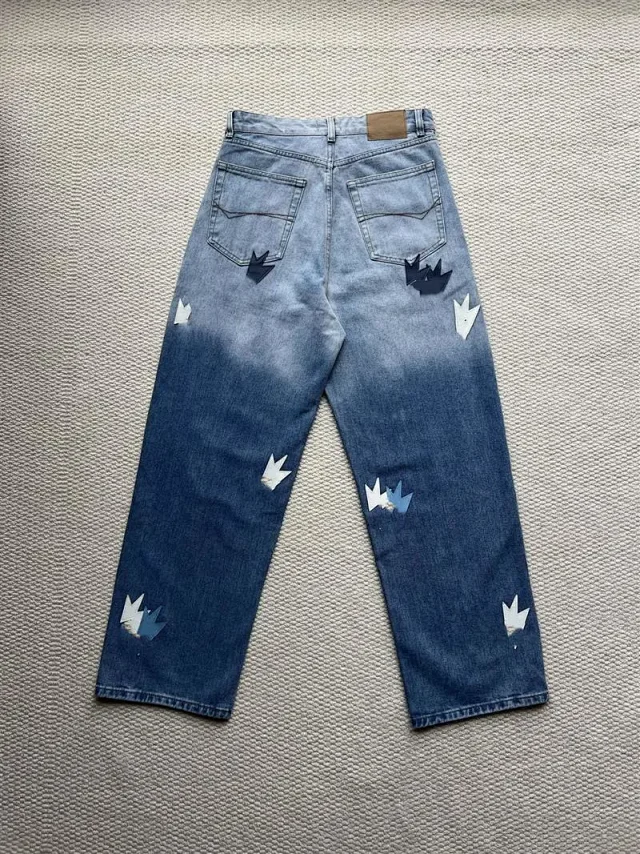 Balenciaga Gradient Blue Washed Jeans Detail