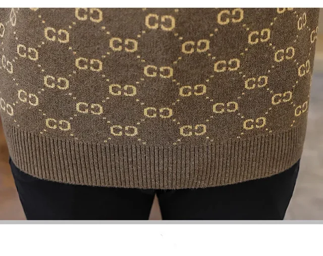 Men's Jacquard Thick Sweater with Rhinestones Detail